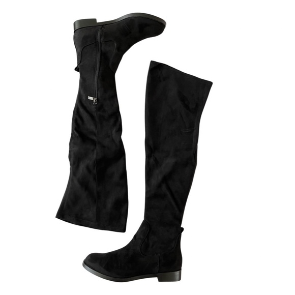 Stuart Weitzman Suede Genna 25 Over the Knee City Boot Size 6.5 Black Pull On - Picture 4 of 12